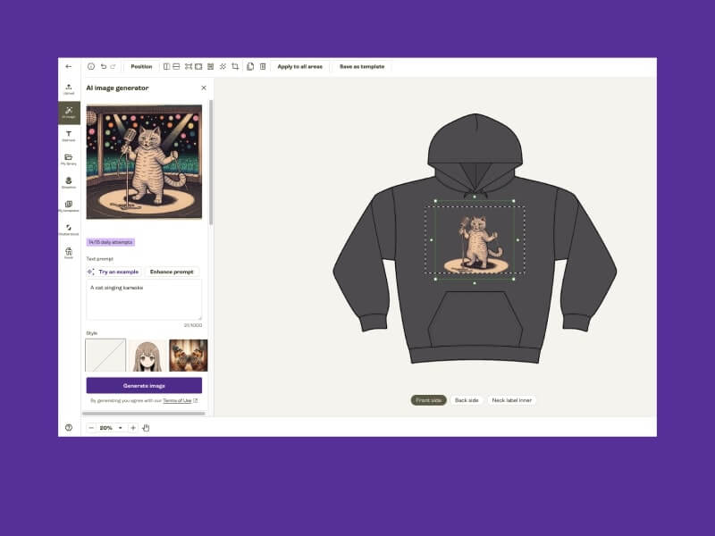 6 AI Image Generator AI image generator in Printify's Product Creator.